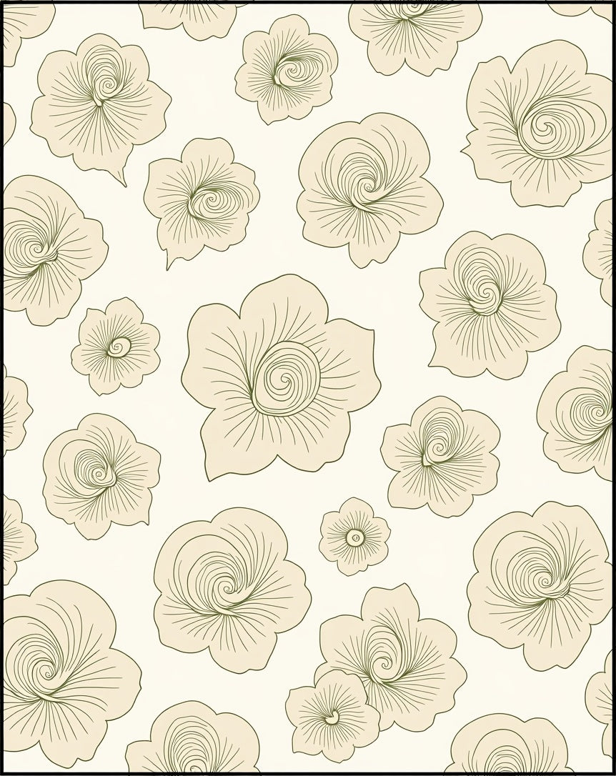 Pale Yellow Swirling Floral Bloom Rug