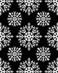 Black White Snowflake Medallion Repeat Rug