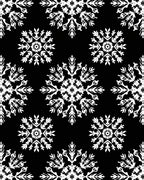 Black White Snowflake Medallion Repeat Rug