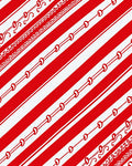 Red White Diagonal Bow Stripe Rug