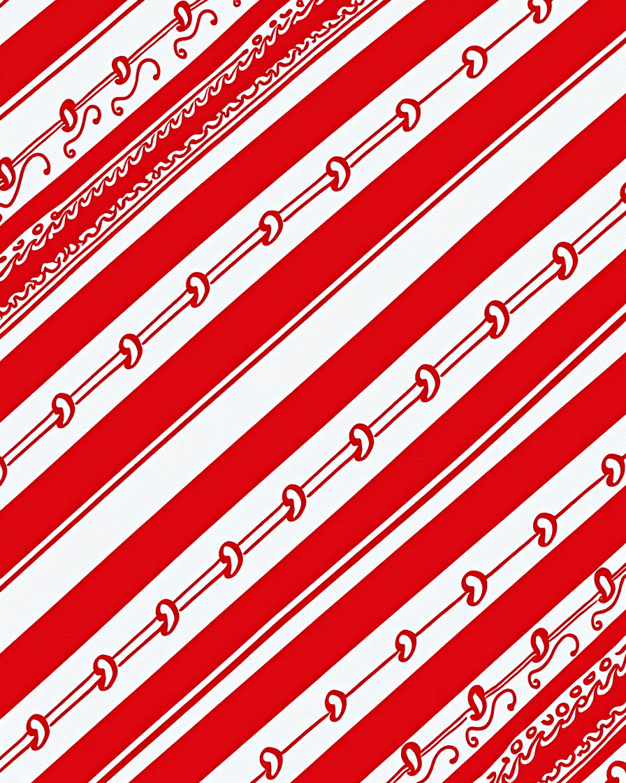 Red White Diagonal Bow Stripe Rug
