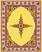 Deep Yellow Floral Crest Border Rug