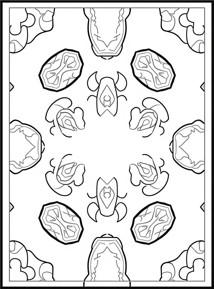 Bold Black and White Symmetry Oval Rug