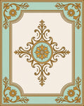 Ornate Golden Floral Mint Medallion Rug