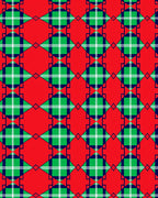 Red Green Plaid Diamond Collage Rug