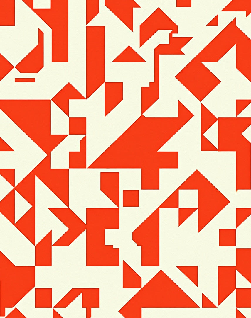 Bold Orange Geometric Abstract Rug