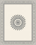 Black Sunburst Mandala Cream Border Rug