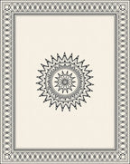 Black Sunburst Mandala Cream Border Rug