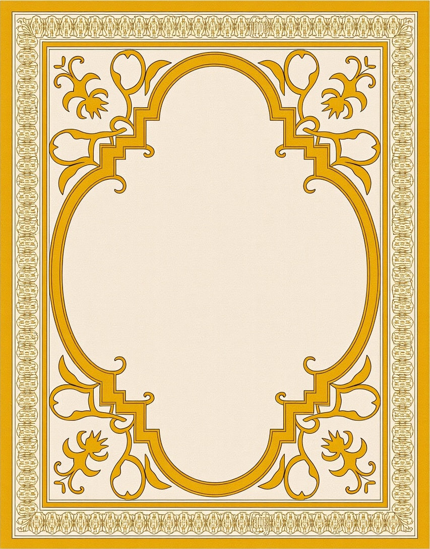 Golden Ochre Scrollwork Arch Rug