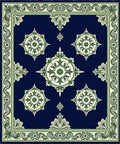 Classic Navy Green Medallion Border Rug