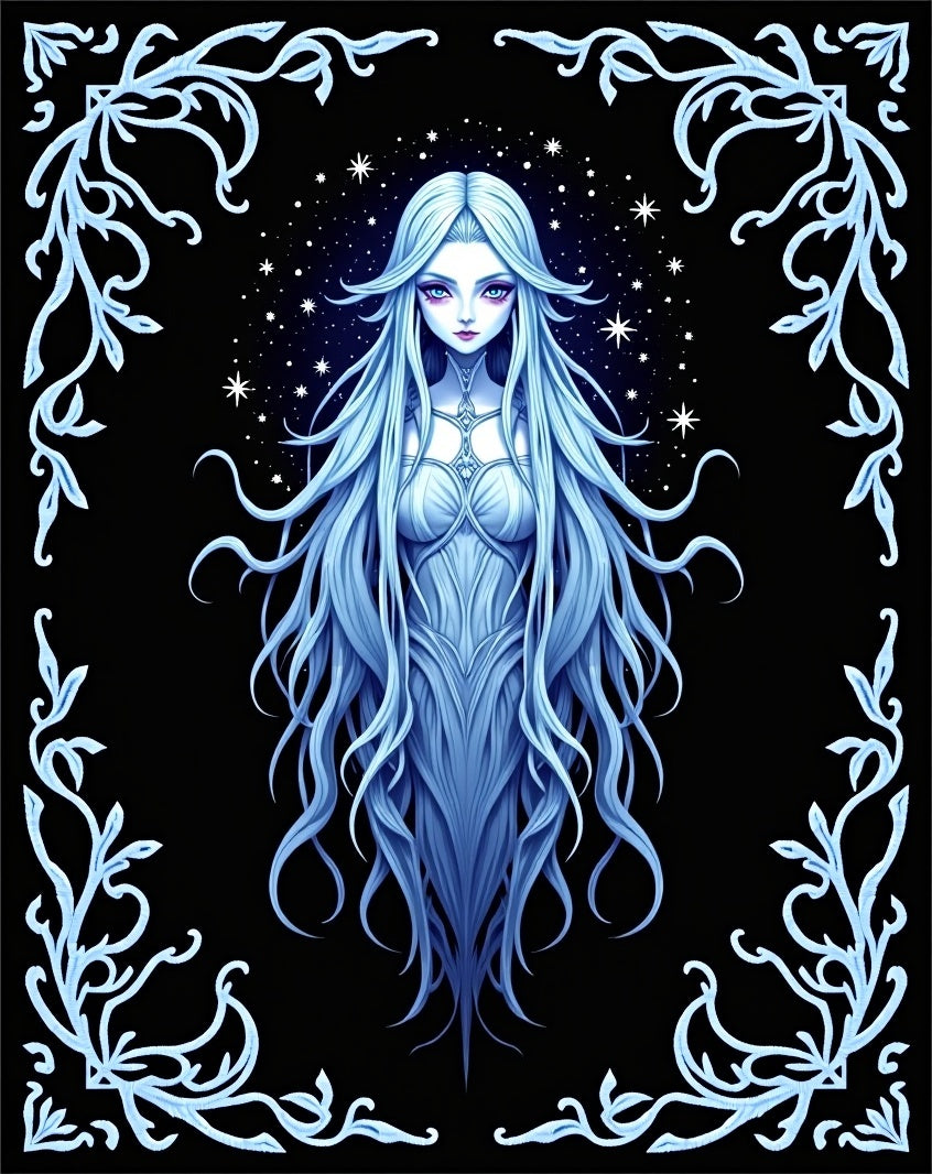 Ethereal Ice Queen Celestial Frame Rug