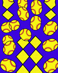 Yellow Crimson Baseball Squares Rug