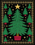 Vintage Gold Star Evergreen Forest Rug