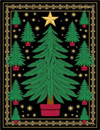 Vintage Gold Star Evergreen Forest Rug