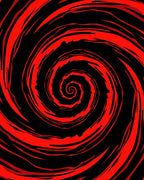 Vibrant Red Black Swirl Rug