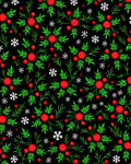 Festive Red Berry Holly Snowflake Rug