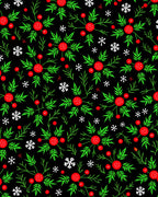 Festive Red Berry Holly Snowflake Rug