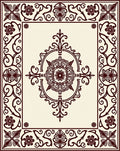 Dark Brown Floral Medallion Border Rug