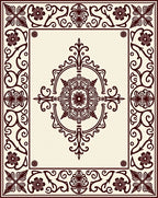 Dark Brown Floral Medallion Border Rug