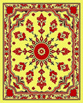 Vibrant Red Floral Sun Yellow Rug