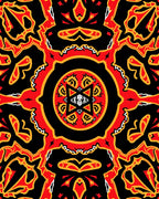 Bold Red and Yellow Ornate Mandala Rug