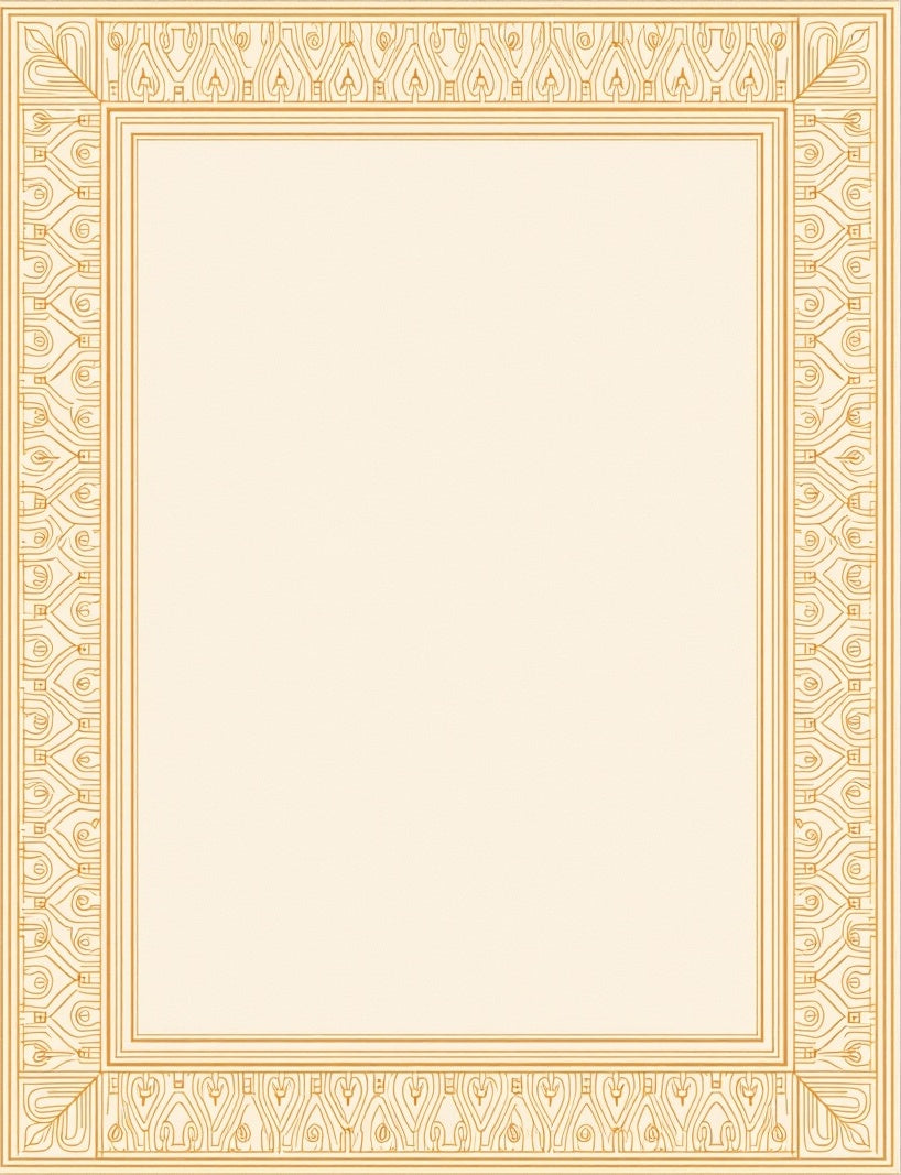 Gold Art Deco Bordered Cream Rug