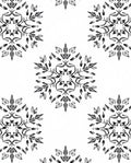 Monochromatic Black Leaf Mandala Rug