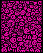 Bright Pink Abstract Floral Swirl Rug