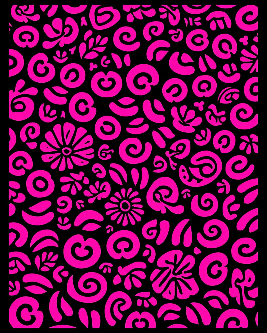 Bright Pink Abstract Floral Swirl Rug