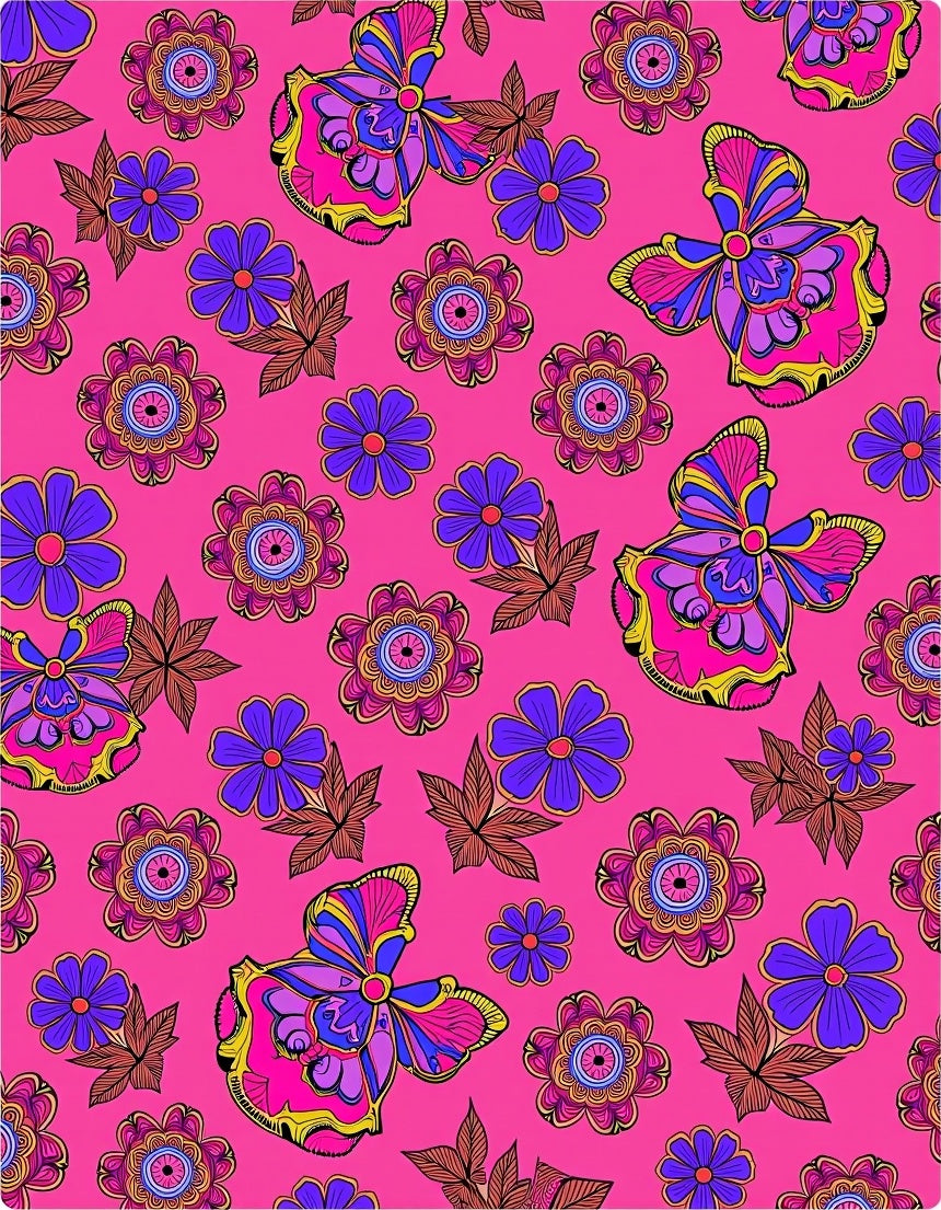 Vibrant Butterfly Floral Medallion Rug