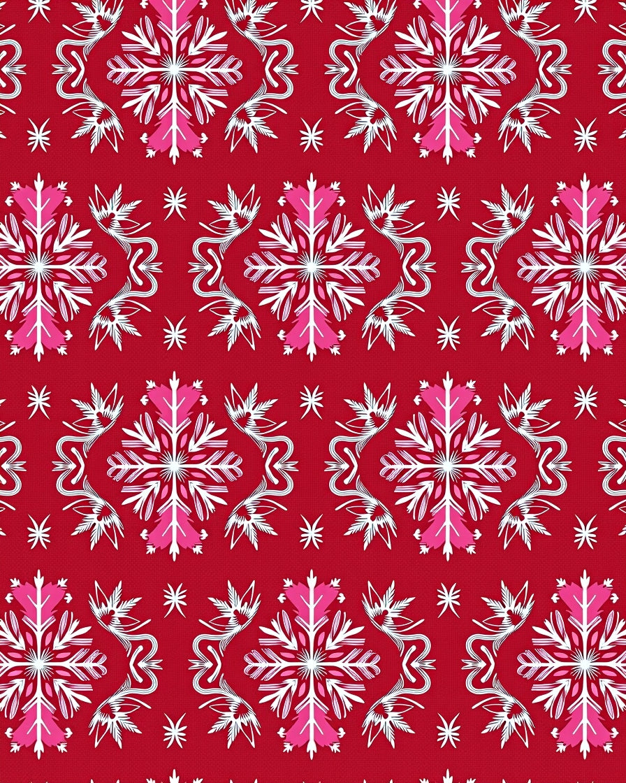 Crimson Snowflake Mid-Century Medallion Rug