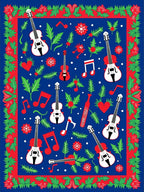 Red Green Folk Violin Accordion Rug