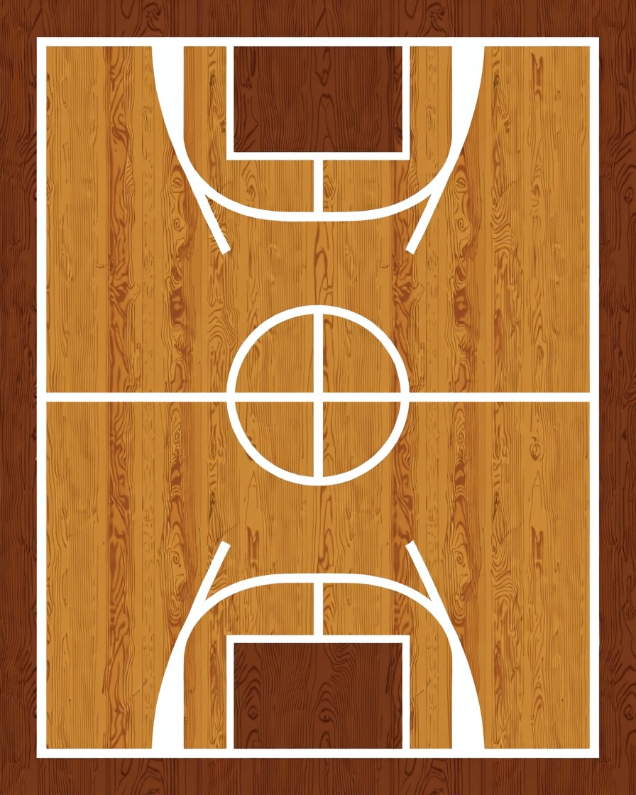 Wooden Basketball Court Arena Rug