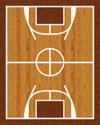 Wooden Basketball Court Arena Rug
