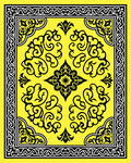 Bright Yellow Black Scrollwork Medallion Rug