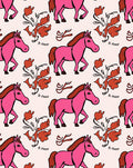 Pink Horse Floral Motif Rug