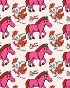 Pink Horse Floral Motif Rug
