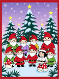 Whimsical Christmas Gnomes Snowfall Scene Rug