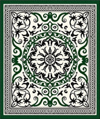 Ornate Black Green Floral Medallion Rug