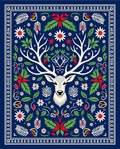 Majestic Stag Floral Folk Art Rug