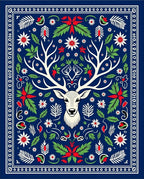 Majestic Stag Floral Folk Art Rug