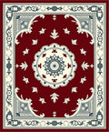 Rich Crimson Elaborate Medallion Border Rug
