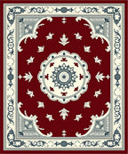 Rich Crimson Elaborate Medallion Border Rug