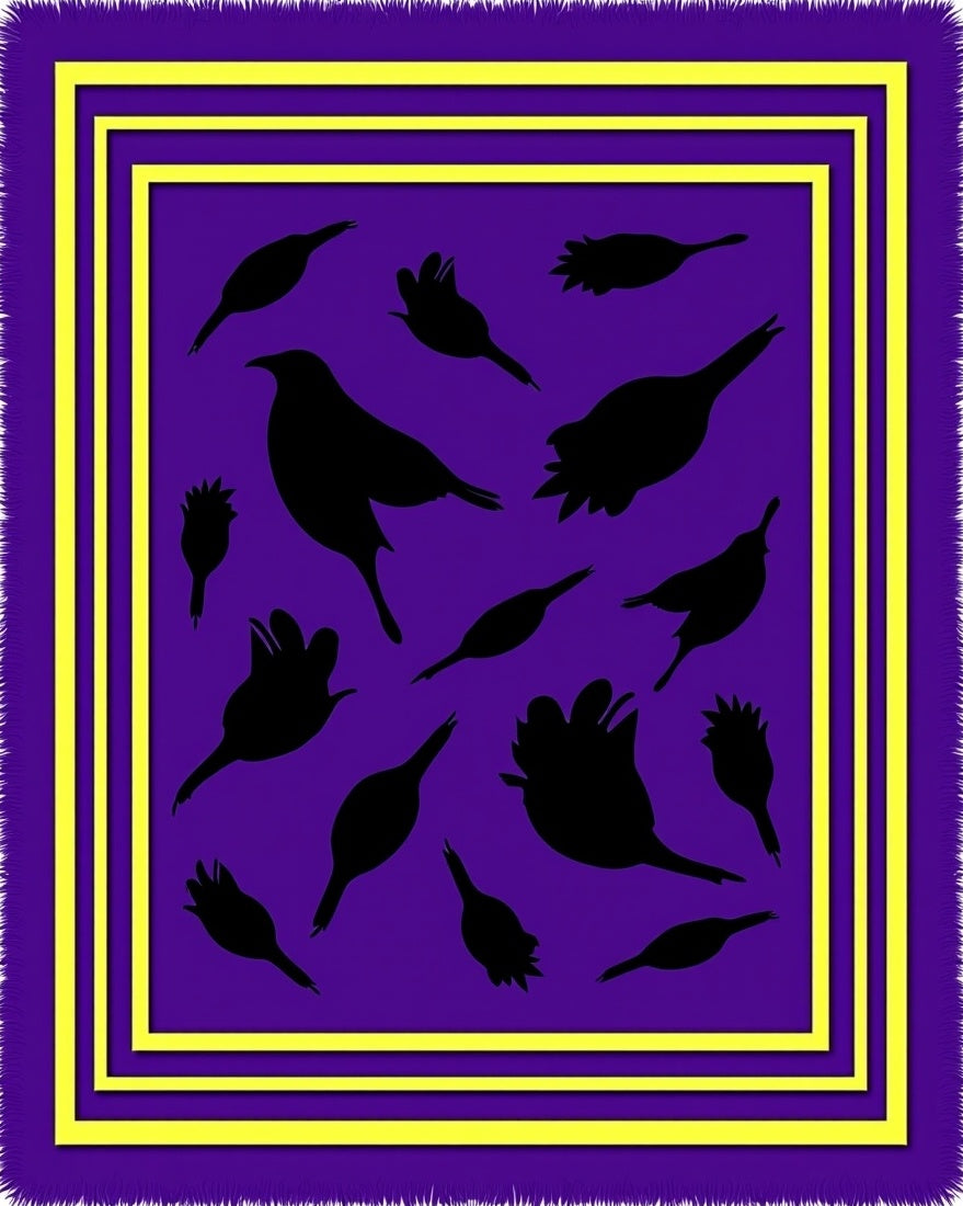 Bold Purple Bird Silhouette Scatter Rug