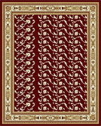 Deep Red Golden Floral Border Rug