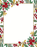Crimson Berry Boughs Garland Border Rug