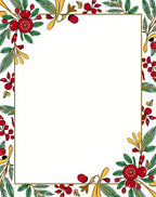 Crimson Berry Boughs Garland Border Rug