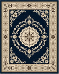 Ornate Indigo Cream Floral Field Rug