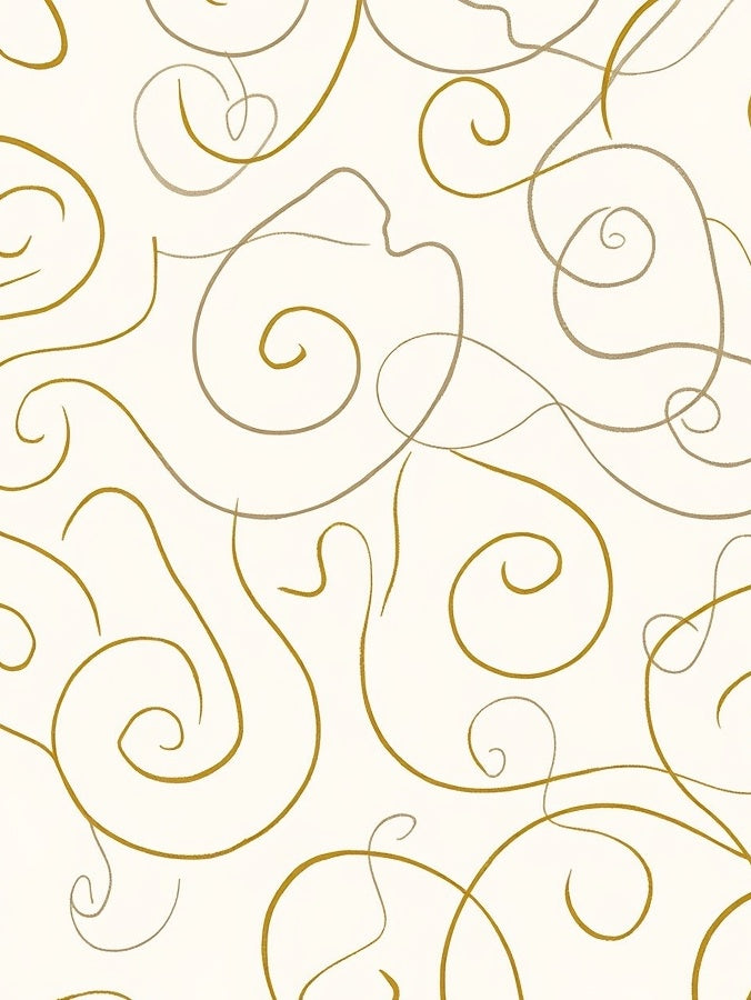 Golden Cream Abstract Swirl Rug