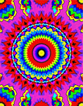 Vibrant Rainbow Psychedelic Sunburst Rug